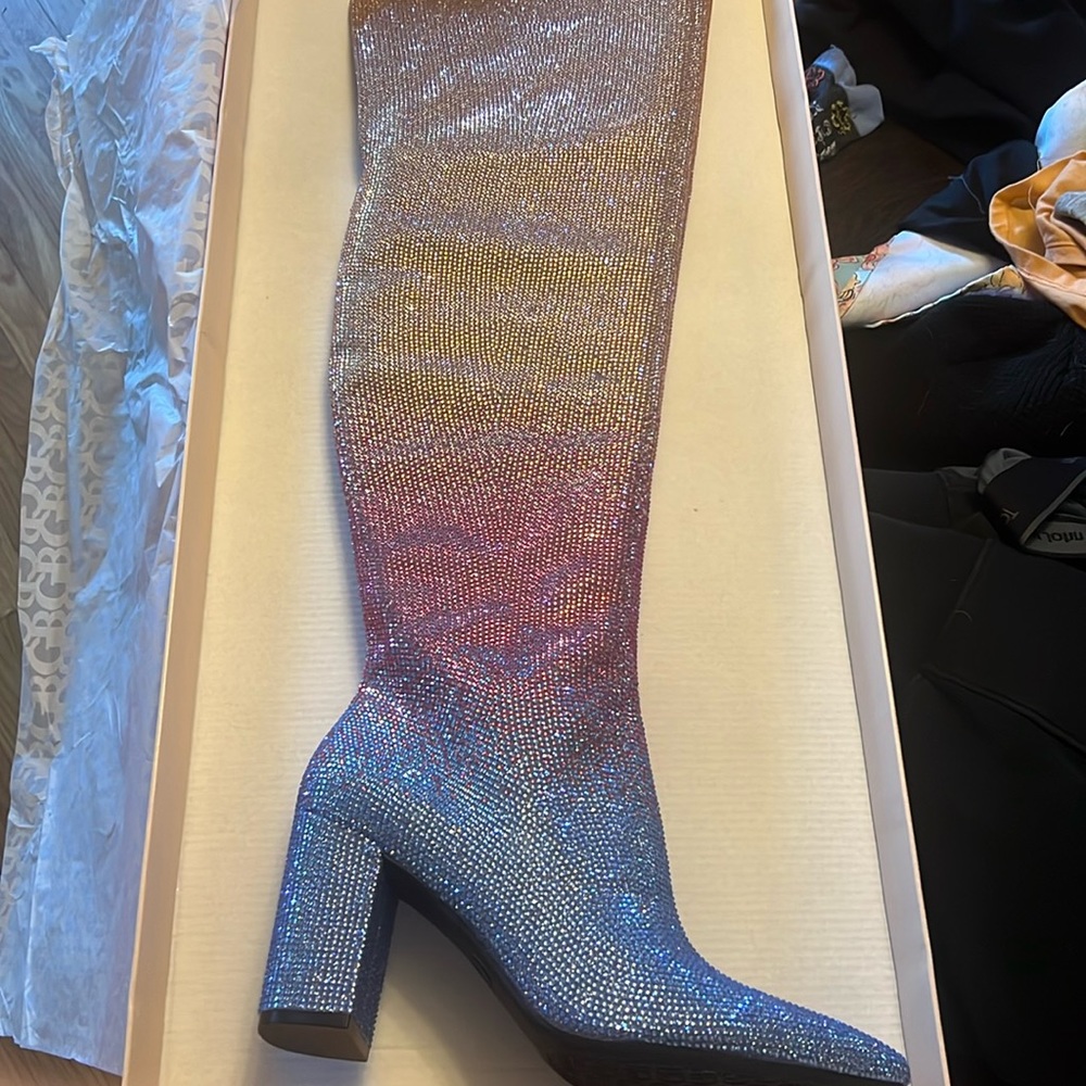 Lover rhinestone Ombré boots